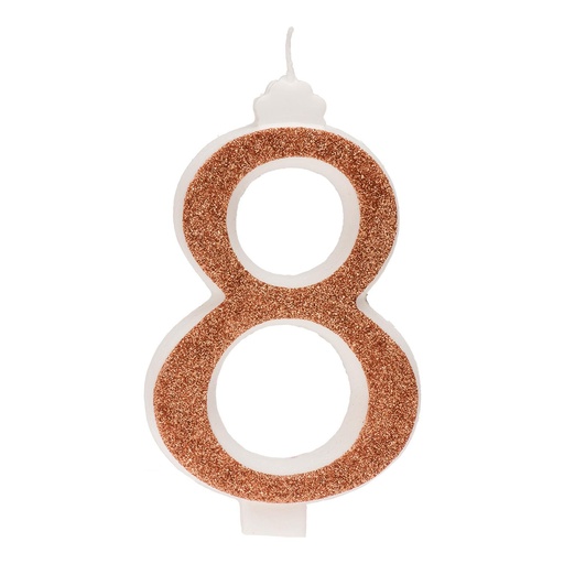 [08041872] NUMMER 8 KAARS GOUDEN GLITTER 13CM