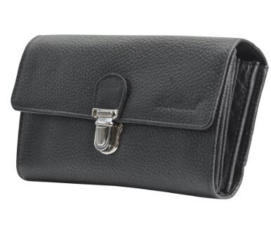 [57661424] PORTEFEUILLE CUIR NOIR 5 POCHES 2 TIRETTES+CEINTURE FERMETURE METAL