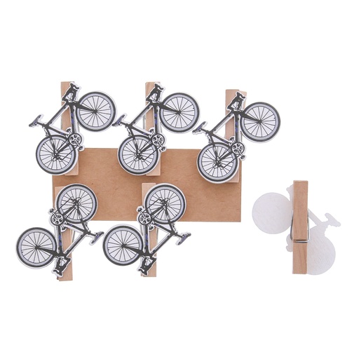 [61250525] PINCE EN BOIS BIKE VELO 6PCES