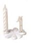 [70409045] NUMBERS + PLASTIC BASE N°1 WHITE AND GOLD + CANDLE PACK OF 10 PCES