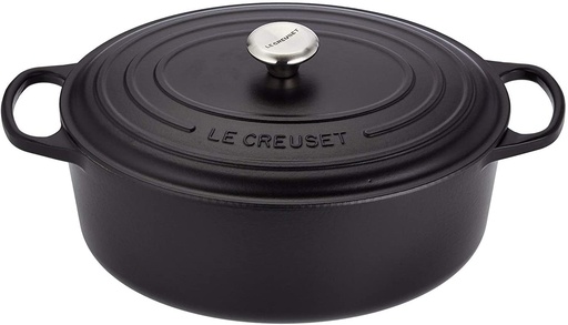 [54910423] LE CREUSET OVAAL SUDDERPOT 35CM ZWART 7.5L10P HANDTEKENING