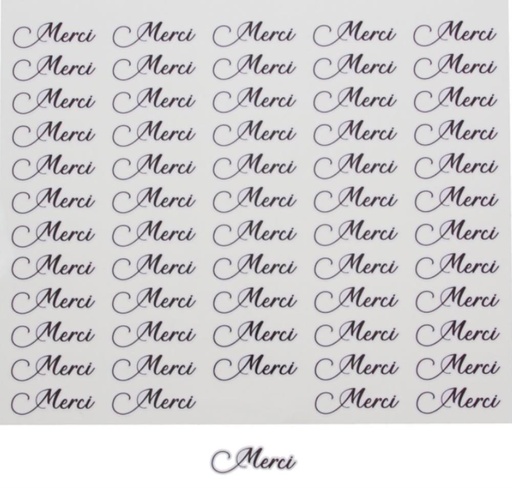[60100504] STICKER BRILLANT "MERCI" PM NOIRFEUILLE 60PC