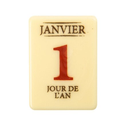[08054444] 2014658 KALENDERBORD 1 JANUARI FR CHOCOLADE 50X40MM 60 STUKS