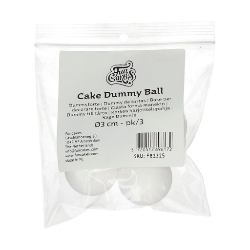 [08053766] FUNCAKES BOLLETJES TAART DUMMY Ø3CM 3 STUKS