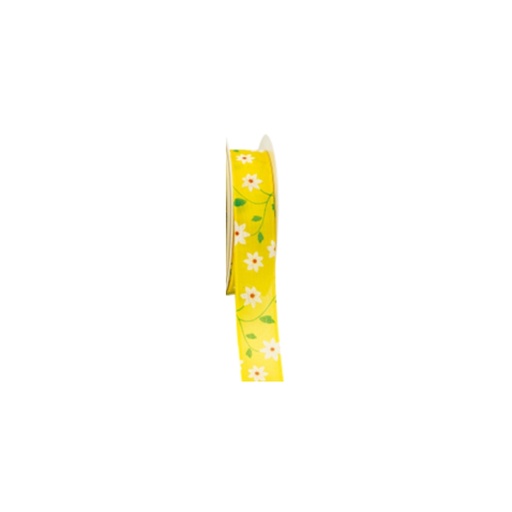 [61700549] GEEL LINT MET BLOEMEN 25MMX25M