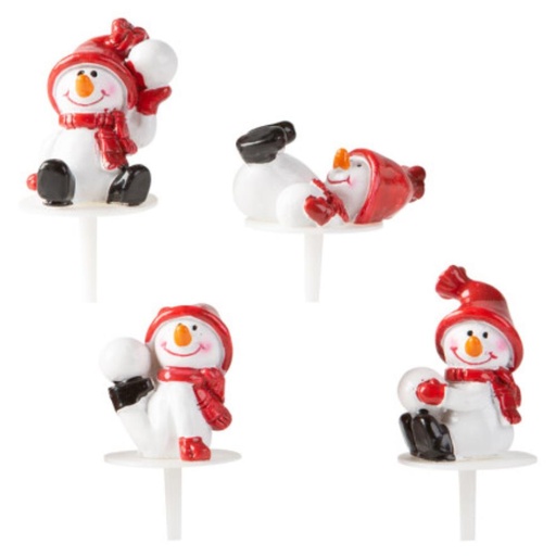 [08030890] 1015068 FIGURINES BONHOMME DE NEIGE ROUGE 4CM 64PCES