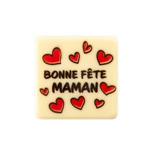 [08053948] 2011087 PLAATJE BONNE FETE MAMAN 3CM WITTE CHOCOLADE 120 STUKKEN