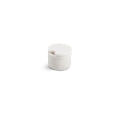 [74500406] CHIC POT A/COUVERCLE MARBRE BLANC 7.5XH5.5CM