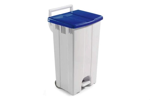 [70409908] TRASH CAN WITH BLUE LID - 90L WITH PEDAL + 2 WHEELS