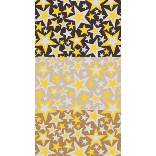 [08030826] 2046012 GOLD AND SILVER STARS TRANSFER 30 X 40CM 30PCS ***ON ORDER***