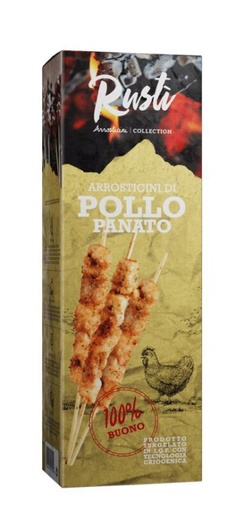 [06100939] ❄️RUSTI ARROSTICINI POULET PANÉ * 12 * PIÈCES X 25GR