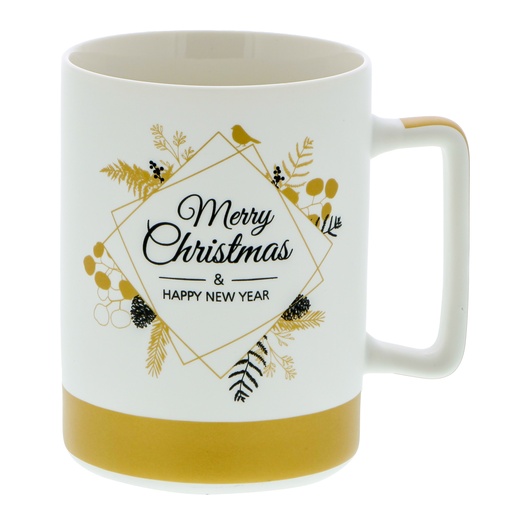 [62230147] MUG MERRY CHRISTMAS & HAPPY NEW YEAR Ø8,3CM H11CM