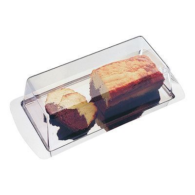 [57660511] PLATEAU CAKE INOX 18/0-34X16.5CM A/CLOCHE TRANSP.