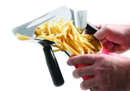[55078161] STAINLESS STEEL FRIES SCOOP 2 HANDLES 20X23CM OPENING 7.5CM