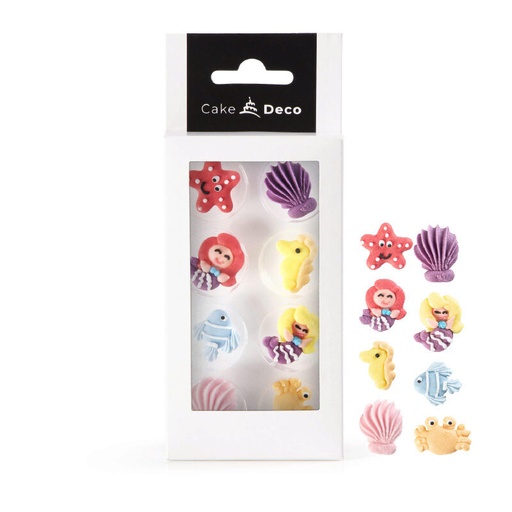 [08054167] *FF*1039305 2D SUGAR MERMAID DECORATION Ø 25MM 8 PCES