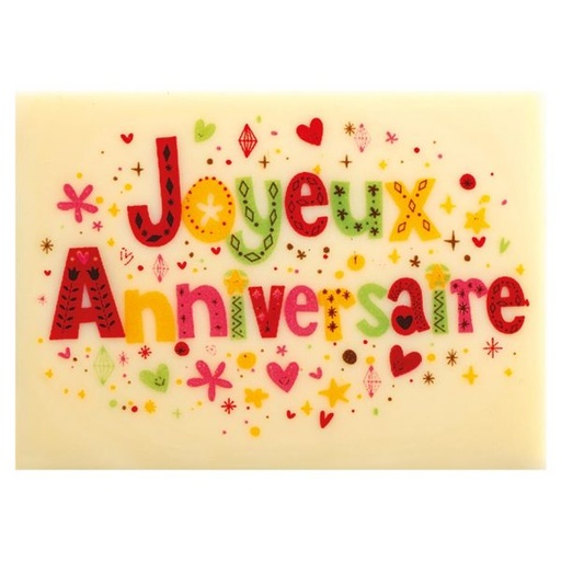 [08056924] 061012 PCB RECTANGLE CB JOYEUX ANNIVERSAIRE 7X5 CM40PCES ***S/CD***