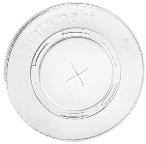 [25101150] PET TRANSP FLAT LID DIAM 95MM WITH HOLE PACK OF 100 PCES