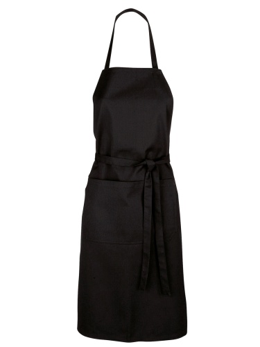 [53141047] KARIBAN APRON BIB+POCKET BLACK H90XL71CM POLYESTER/COTTON
