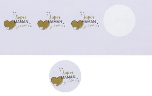 [60100484] STICKER 4 CM “GOLDEN HEART” SUPER MOM 5 X 24PC PER PACK