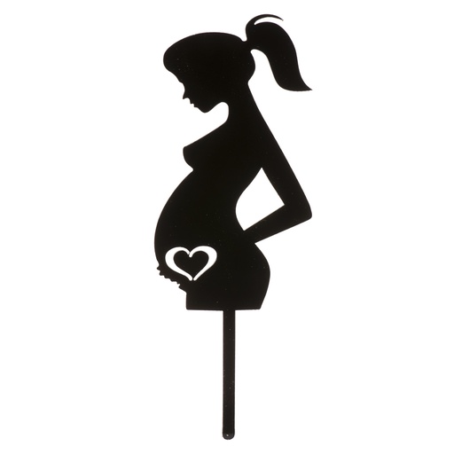 [08041086] 354119 TAARTTOPPER ZWANGERE VROUW ZWART 160X60MM
