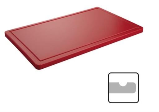 [50706073] CATERCHEF POLY BOARD GN1/1 RED 53X32.5X2CM W/GROOVE
