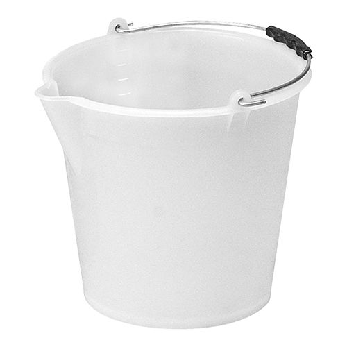 [52311093] WHITE PLASTIC BUCKET 9.0L GRADUATED 27XH25CM-W/ POURING SPOUT