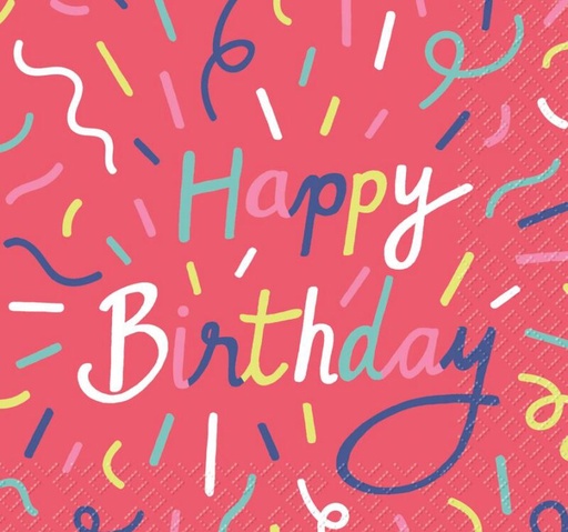 [60700459] HOME FASHION SERVETTEN 33X33CM HAPPY BIRTHDAY PAK VAN 20 STUKS