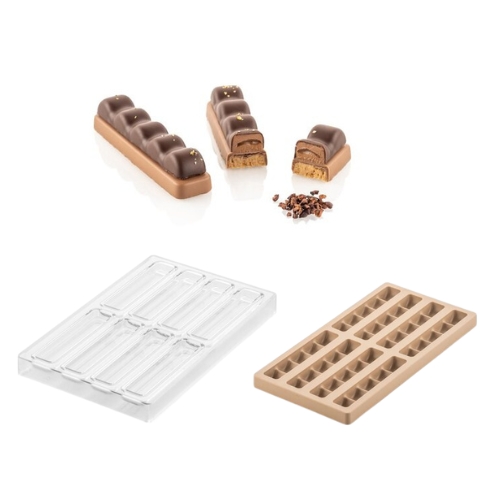 [51661537] SILIKOMART PRALINE MOLD TRITAN CH016 DUNA BAR KIT 12X2.5XH1CM + ICHB03 SILICONE MOLD
