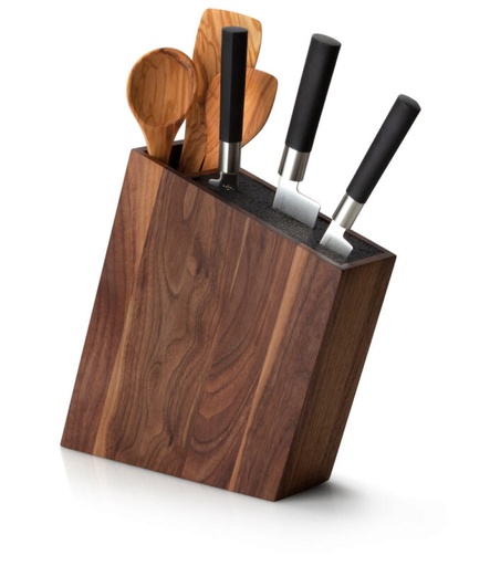 [57662539] CONTINENTA INCLINED KNIFE BLOCK DARK WALNUT 31X26X8CM