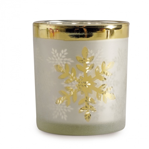 [60700713] FROSTED GOLD SNOWFLAKE TEA LIGHT HOLDER Ø 70 X 80MM