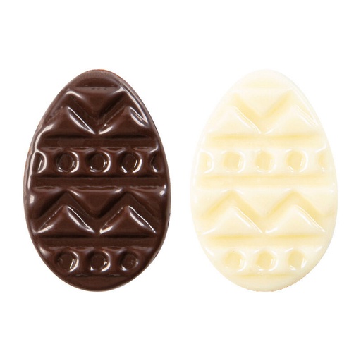 [08053905] 2069123 PLAQUETTE ŒUF RELIEF 30X20MM CHOCOLAT NOIR & BLANC 250 PCES
