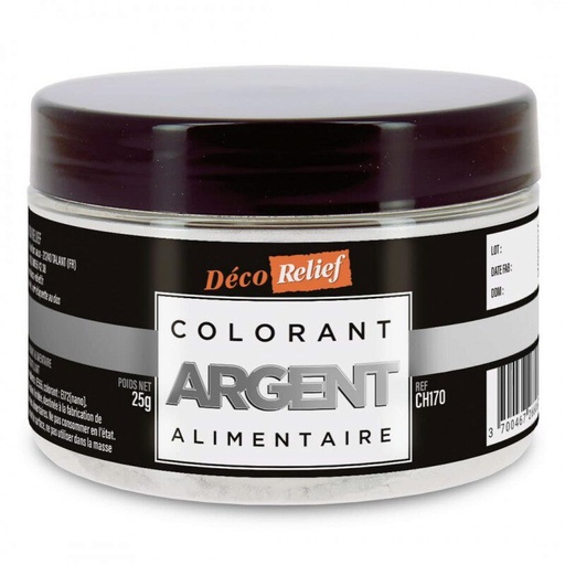 [54300542] COLORANT ALIMENTAIRE ARGENT EN POUDRE  25GR