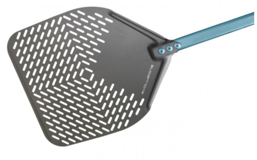 [50361112] 33X33CM ALUMINIUM PIZZA PEEL WITH 180CM PERFORATED HANDLE