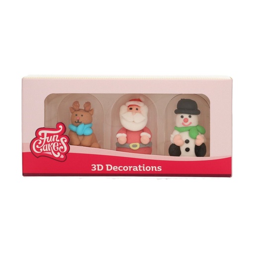 [08054177] *FF*1039406 SANTA CLAUS & REINDEER & FIR TREE 3D SUGAR 4CM 3 PCES***S/CDE***