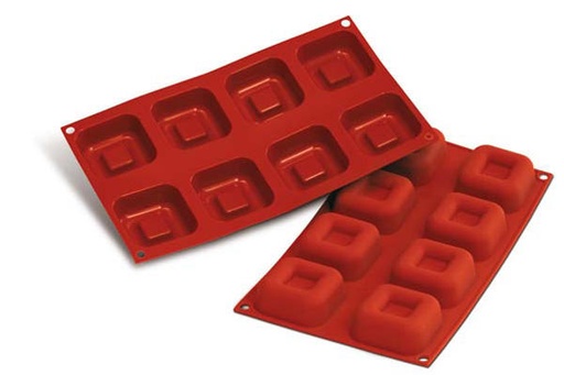 [70408239] SILIKOMART SF082 MOLD 8 LARGE SQUARE SAVARINS 65X65 HT 26 MM 73ML NON-STICK GN1/3 -50° TO 250