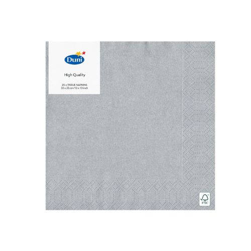[60700598] DUNI 3-PLY WOODEN NAPKINS 33X33CM SILVER 20PCS