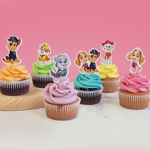 [08041981] PAW PATROL CAKE TOPPERS 6 ASSORTIMENT 30 STUKS