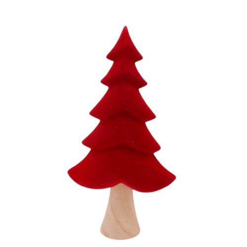 [62250583] RODE FLUWELEN BOOM OP KERAMISCHE HOUTEN VOET 40CM