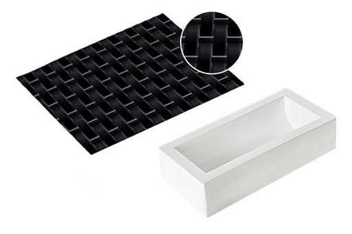 [70408696] SILIKOMART KIT MOULE BUCHE +TAPIS RELIEF VIENNA-BRIQUE 250X90 H70MM - 1300ML