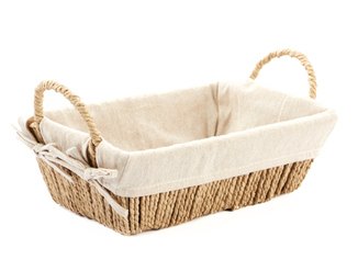 [61700491] RECTANGULAR CRAFT BASKET WITH NATURAL FABRIC 30X20XH10CM