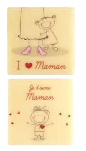 [08057181] 061359 PCB SQUARES CB JE T AIME MAMAN 2 DESIGNS 3.5CM 240PCS ***S/CD***