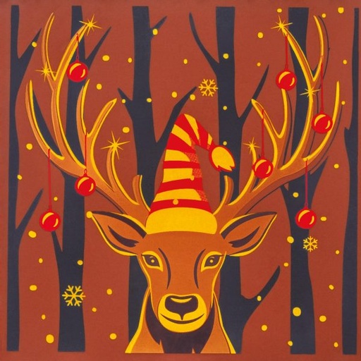 [08057503] 070325 PCB KERST RENDIER BEDRUKTE VELLEN VOOR VIERKANTE KAARTEN EN TASSEN 24 STUKS ***S/CD***