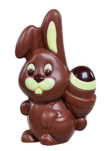 [13030355] HARE HOLLOW WITH EGG ON BACK MILK DECORATED 13CM 4 X 75GR