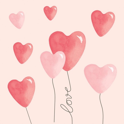 [60700810] ARTEBENE NAPKIN 33X33CM LOVE HEARTS 20PCS