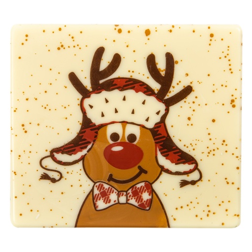 [08082120] 2014708 EMBOUT DE BÛCHE  RUDOLPH AVEC BONNET CHOCOLAT NOIR 9X8CM 40 PCES ***S/CD***