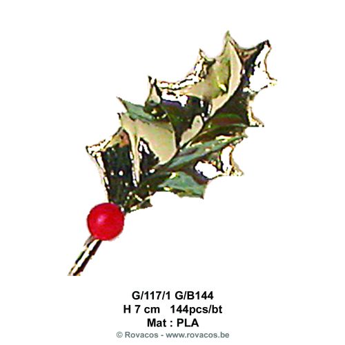 [15099809] HOLLY LEAF GOLD 1 RED BALL 144 PCS