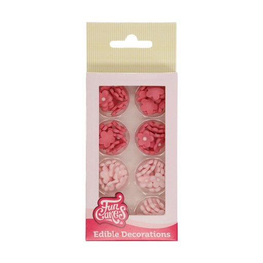 [08053767] FUNCAKES MINI ASSORTI ROZE SUIKERBLOEMEN Ø1,4CM 32STKS