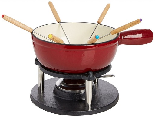 [74500144] BAUMALU SAVOYARD FONDUE RED CAST IRON 21XH8CM CAQUELON WITH HANDLE - 4 TO 6 P
