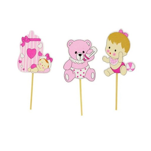 [08075559] 2D DECORATION ON PIC BIRTH GIRL 60MM 3PCS