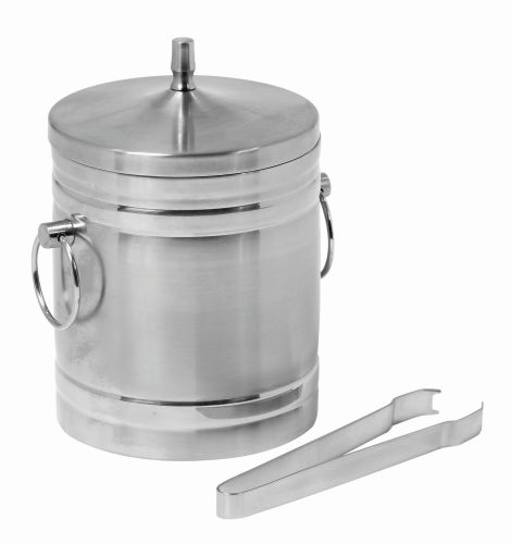 [54914100] 5L STAINLESS STEEL ICE BUCKET WITH DOUBLE-WALLED LID + CLIPS - 20CM DIAM